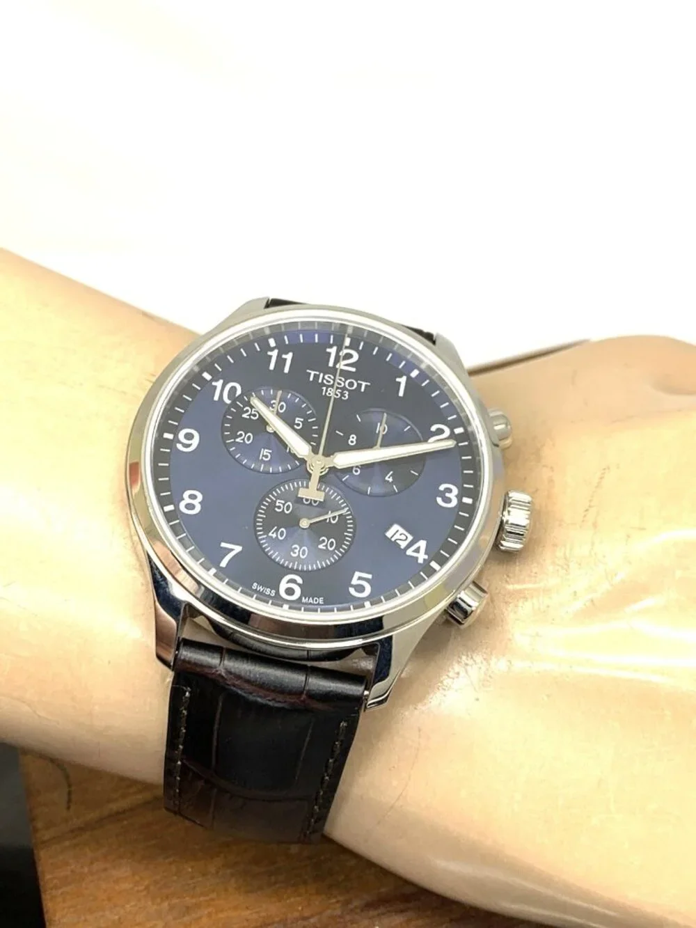 Tissot Men's Watch Swiss Quartz Blue Dial 45mm Brown Leather Band T1166171604700